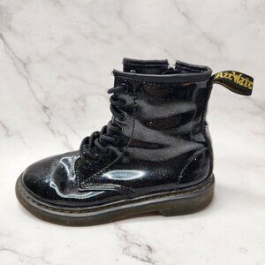 Dr. Martens 1460J Black Glitter Combat Boots Booties Youth Girls 2